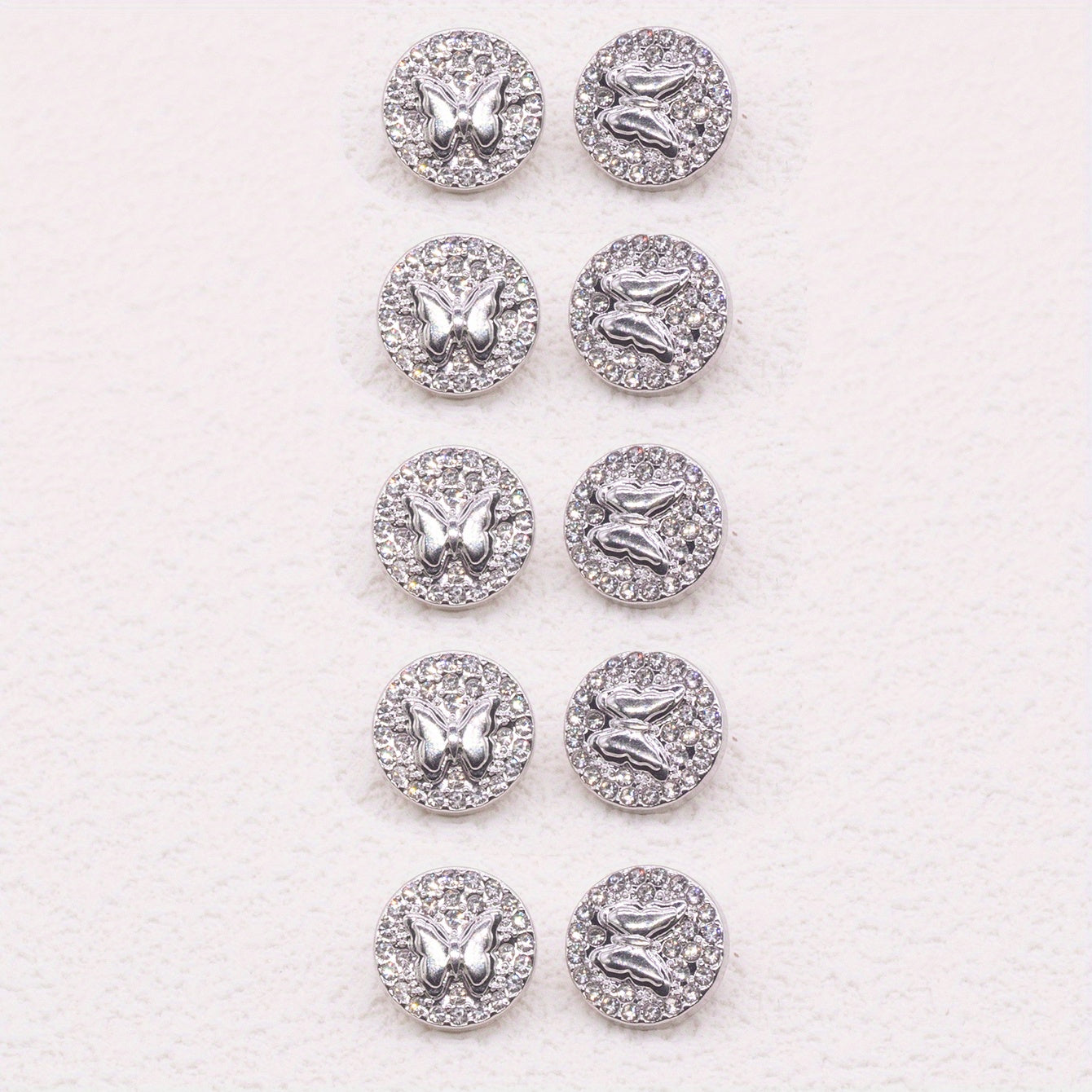 10pcs Zinc Alloy Faux Diamonds Buttons Butterfly Sewing Buttons