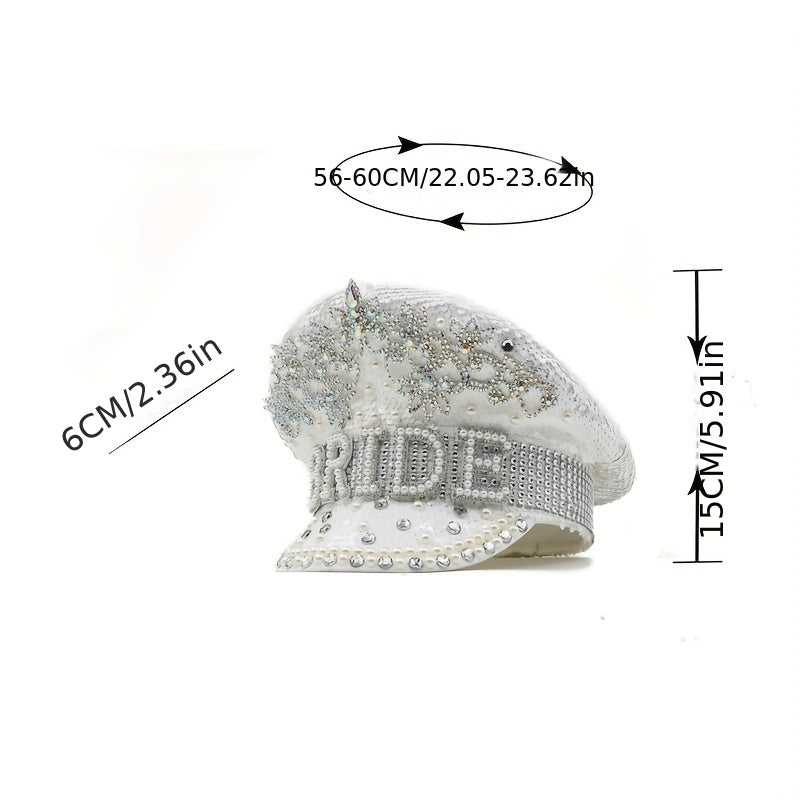 Bride Hat with Rhinestones & Pearls for Bachelorette Party
