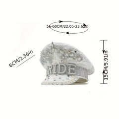 Bride Hat with Rhinestones & Pearls for Bachelorette Party