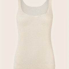 Waffle Knit Square Neck Tank Top for Women