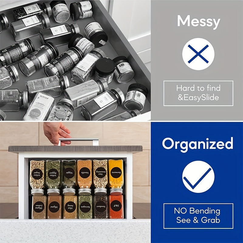 4 Tier Spice Rack with 28 Jars and Labels