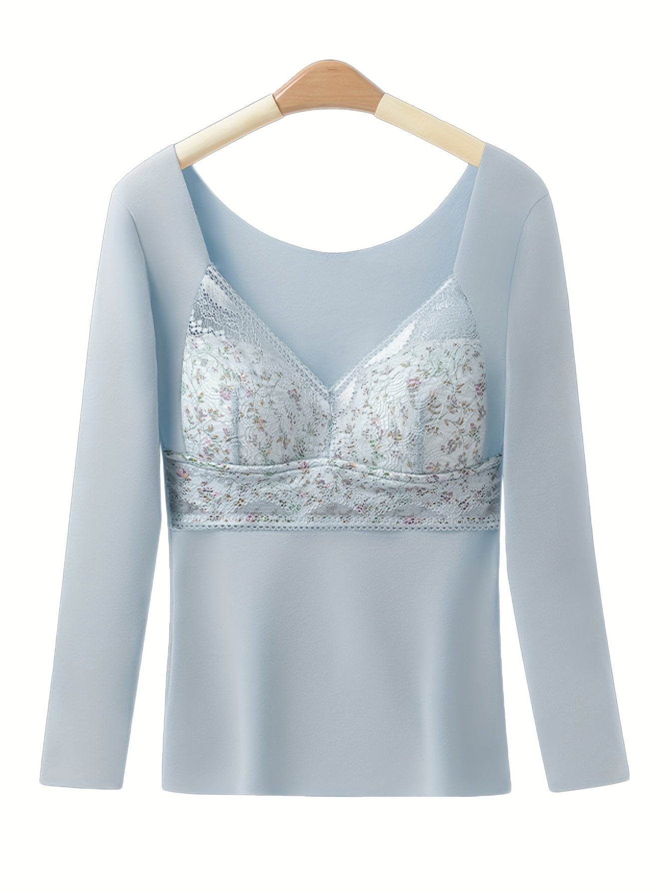 Lace Thermal Underwear Floral Print Top