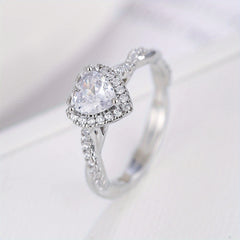 Men's Copper Micro Heart Lord Faux Diamond Stone Ring
