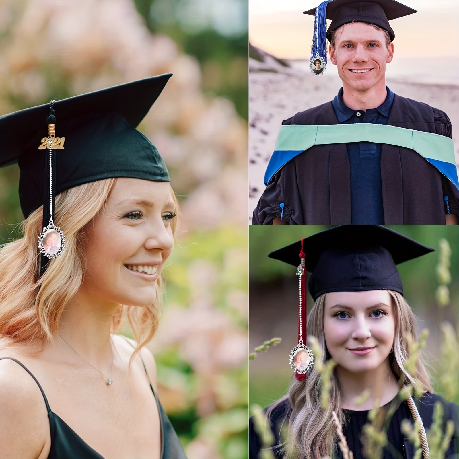 4pcs Graduation Cap Charm Graduation Tassel Charm Memorial Photo Charm