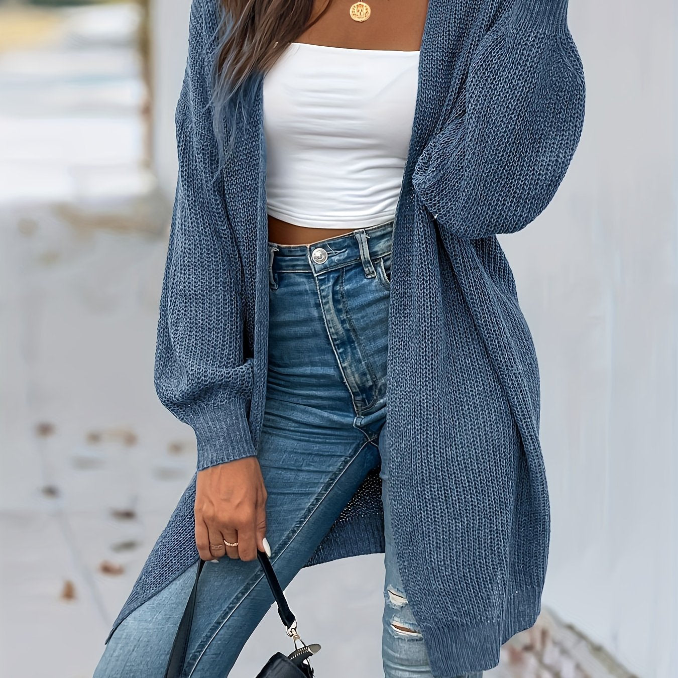 Vintage Open Front Cardigan Long Sleeve Sweater