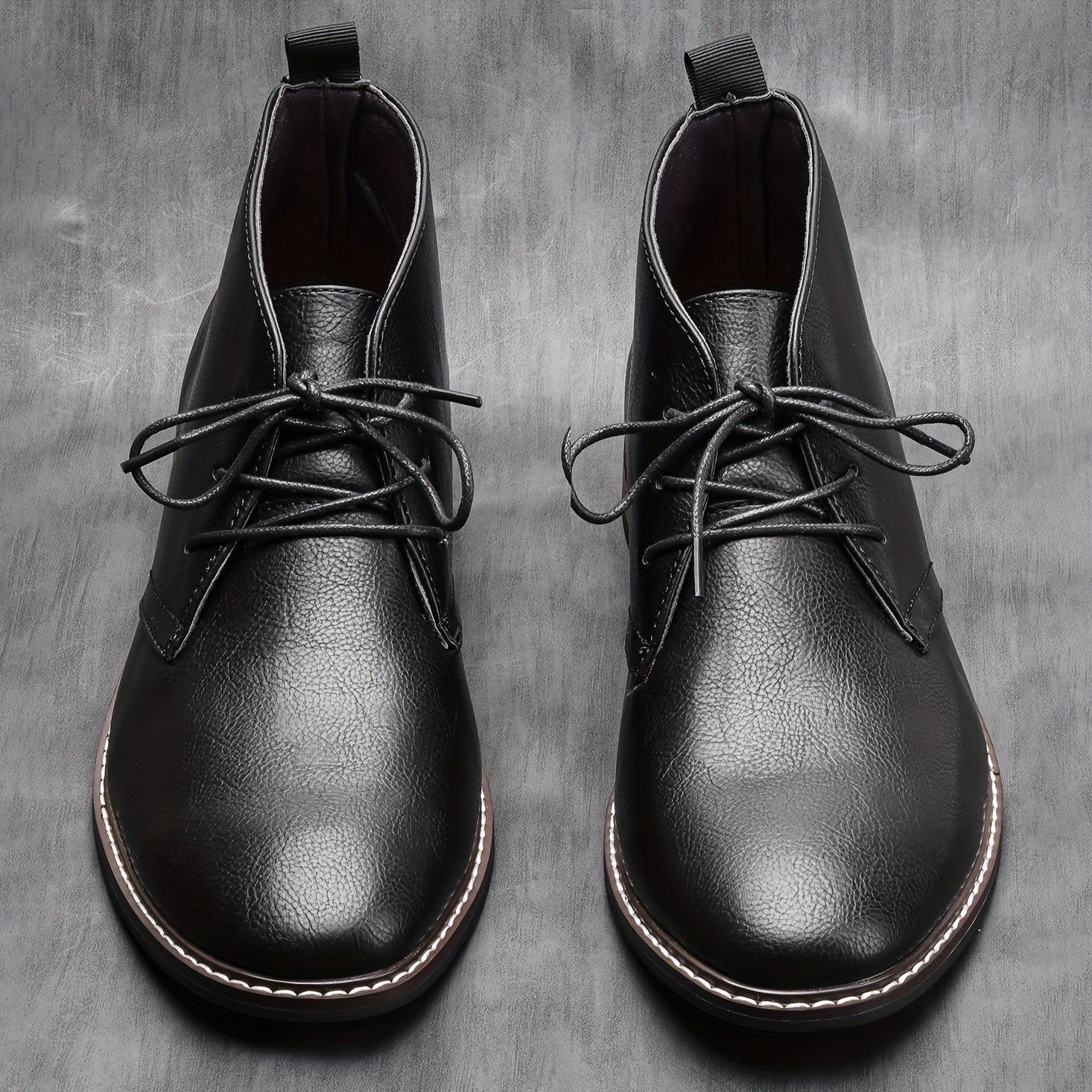 Men's Round Toe Lace Up Chukka Boots High Top Ankle Dress Boots