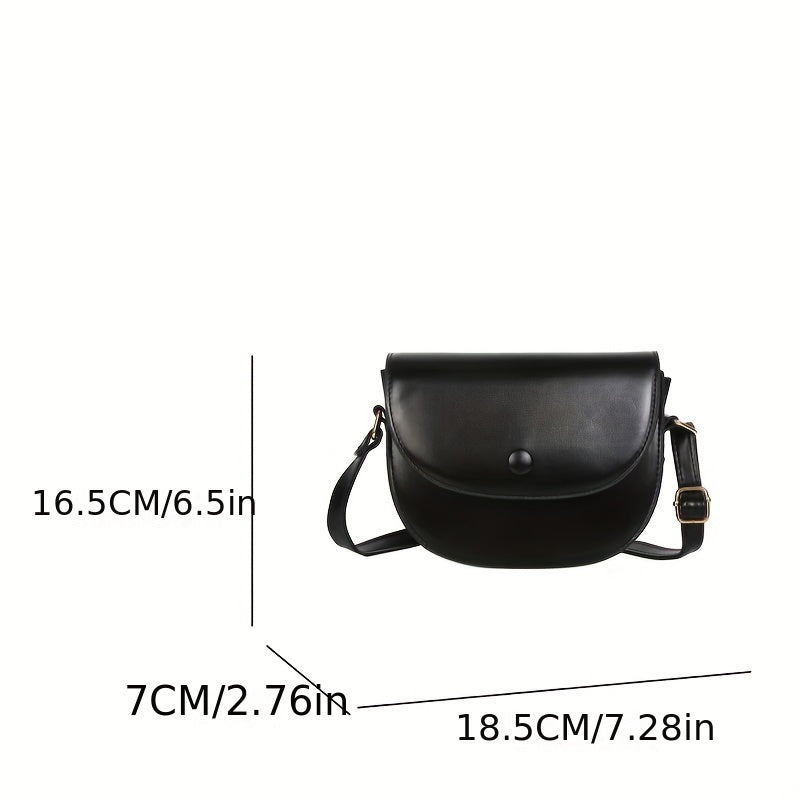 Vintage Solid Saddle Bag All Match Flap Shoulder Bag Crossbody Bag