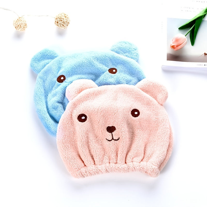 Embroidered Shower Cap & Microfiber Towel Set - Quick Dry Hair Wrap