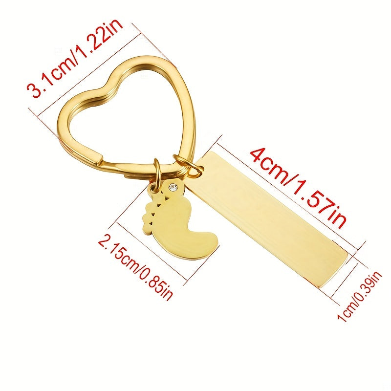 Personalized Stainless Steel Key Chain with Foot Bar Pendant