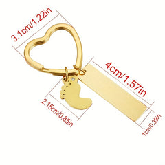 Personalized Stainless Steel Key Chain with Foot Bar Pendant