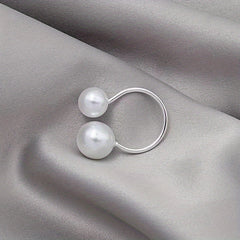Faux Pearl Cuff Ring 18k Plated Evening Party Accessory