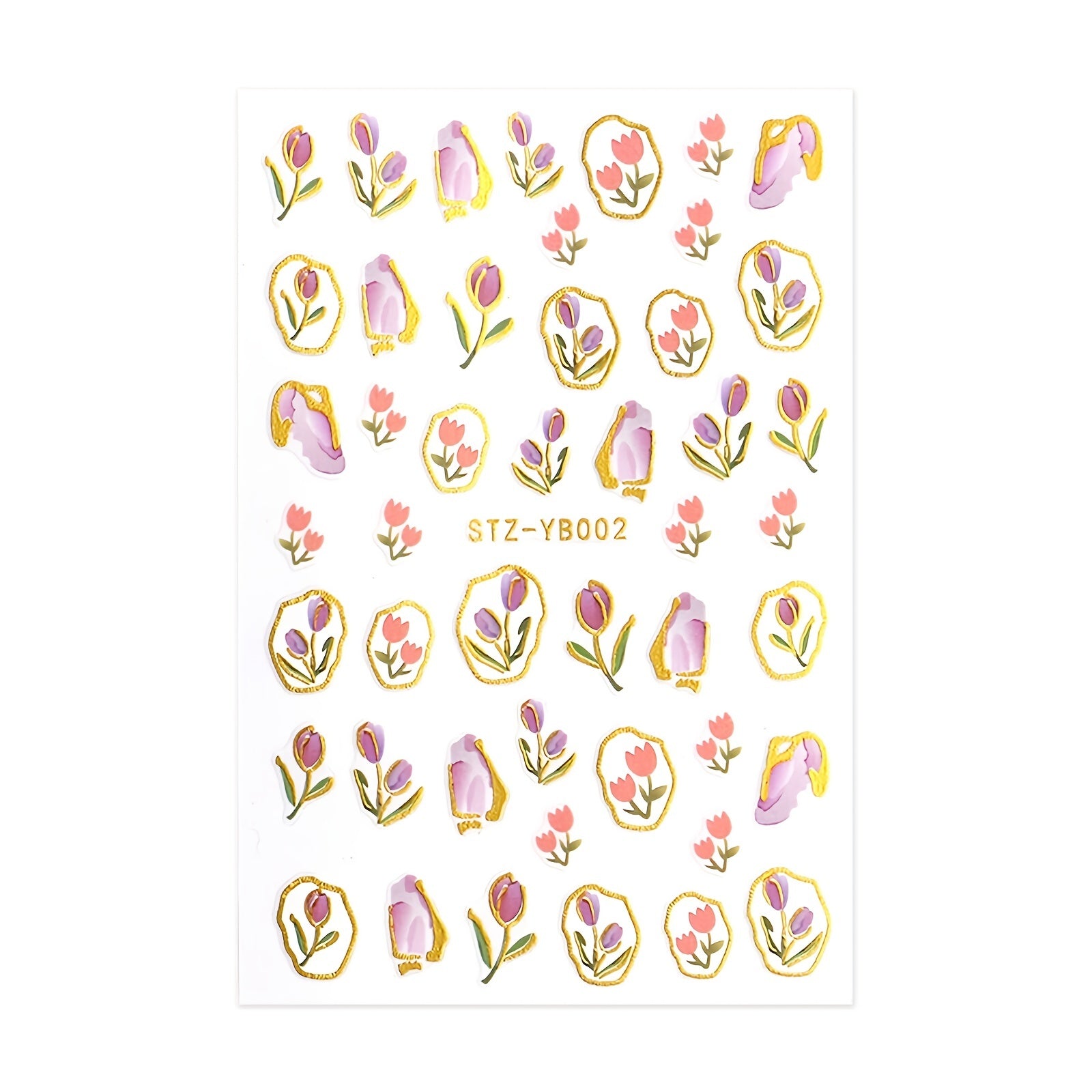 1pc DIY Nail Art Sticker Tulip Embossed Floral Adhesive Nail Sticker