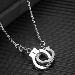 Funky Stainless Steel Handcuff Charm Necklace Men