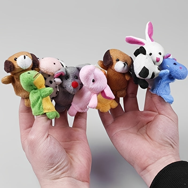 10/20pcs Mini Soft Plush Animal Finger Puppet Set Kids Doll Toy Combo