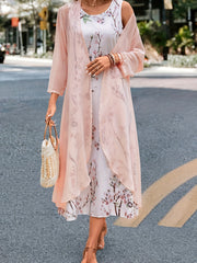  Floral Tank Dress & Cardigan 2 Piece Set