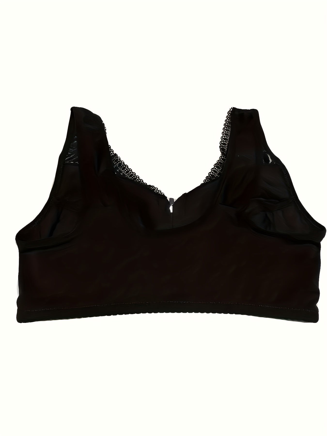 Contrast Lace Wireless Bra Zipper Straps Lingerie