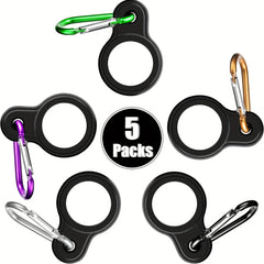 5pcs Silicone Bottle Holder w/ Keychain Clip Ring for Outdoor or Daily Use