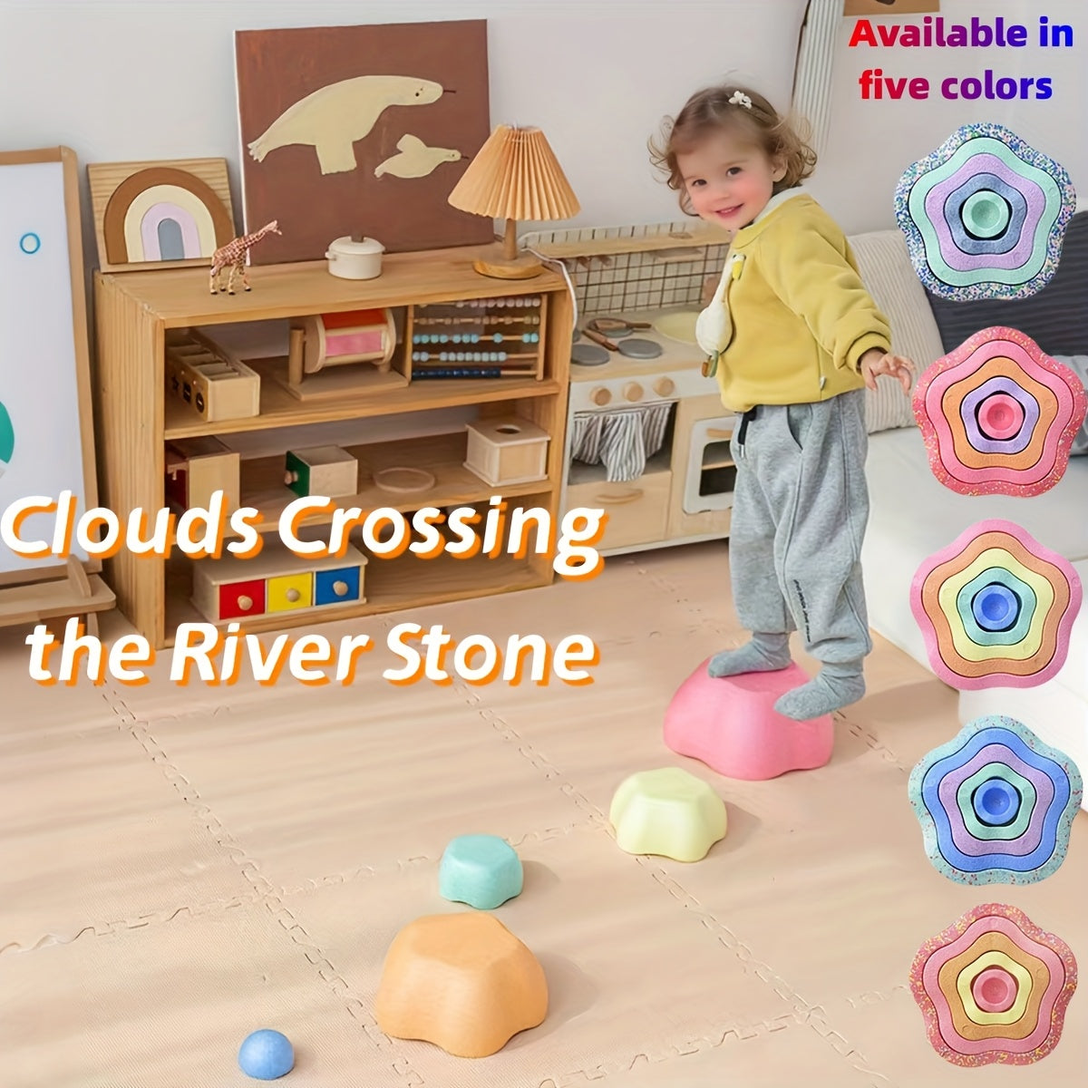 5pcs River Stone Stacking Balance Toys Multicolor Kids Motor Skills