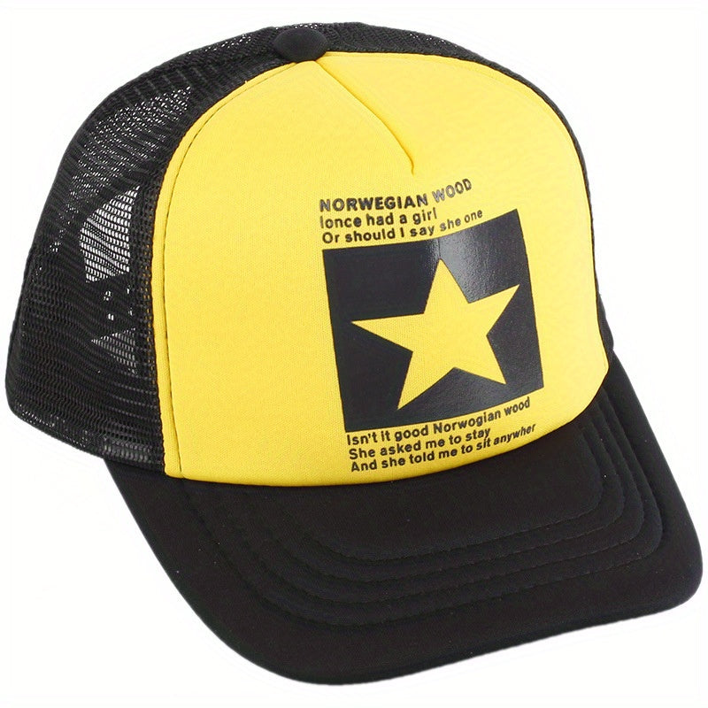 Pentagram Print Mesh Trucker Hat Unisex Breathable Baseball Cap