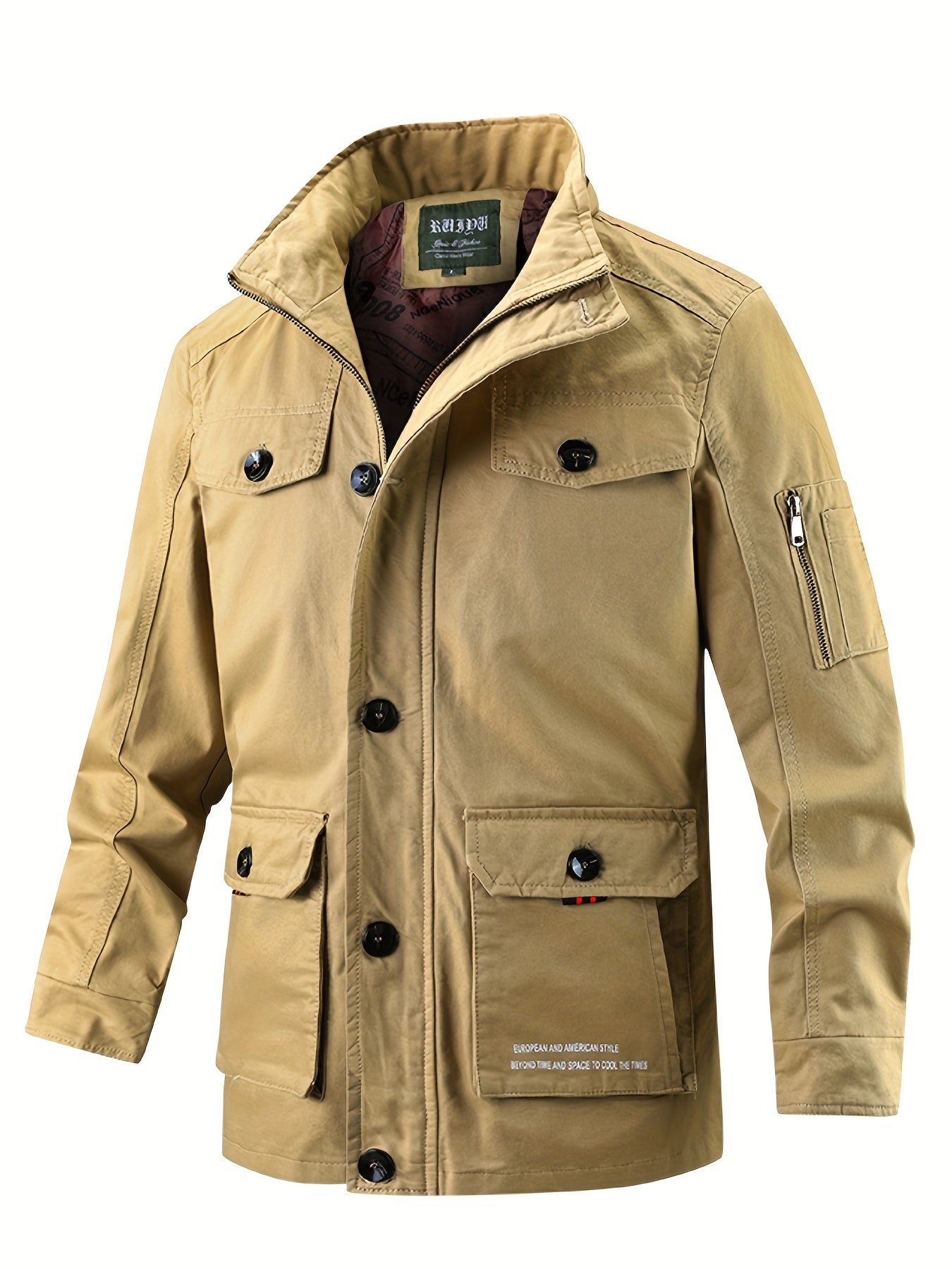 Men's Outdoor Hooded Breathable Jacket Retro Solid Outerwear for Spring Autumn