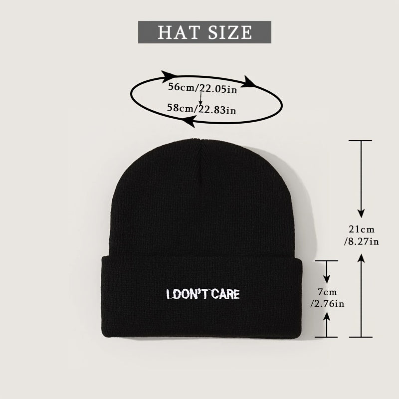 Embroidery I DON'T CARE Knit Hat Beanie Hat Cap