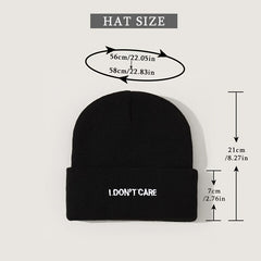Embroidery I DON'T CARE Knit Hat Beanie Hat Cap