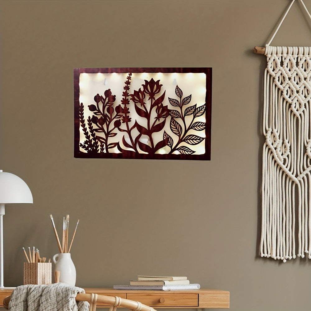 LED Lights Wooden Flower Series Wall Decoration Pendant