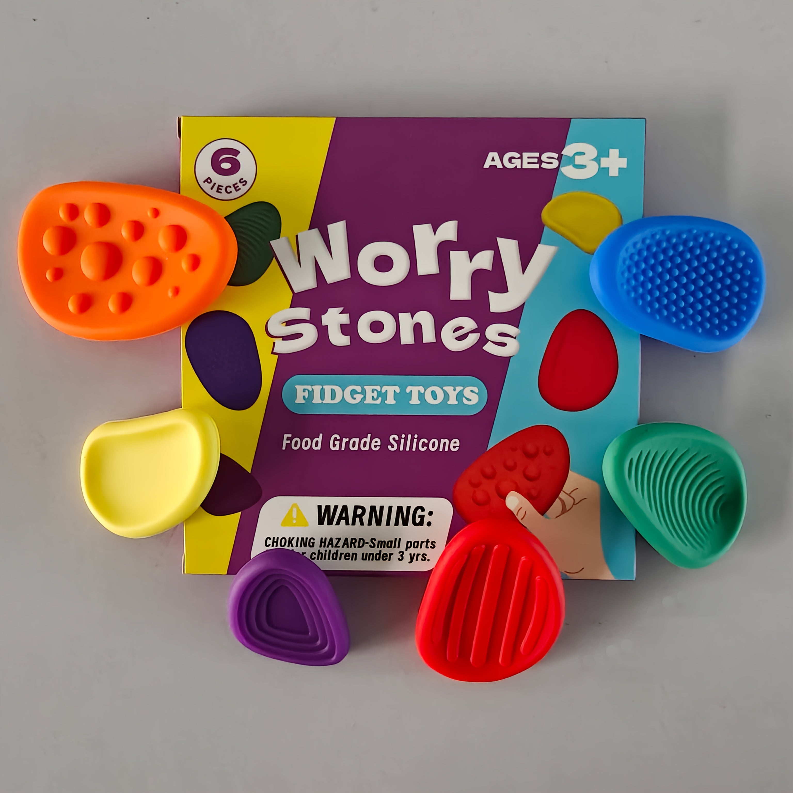 6pcs Children's Sensory Stone Box Set for Emotional Soothing