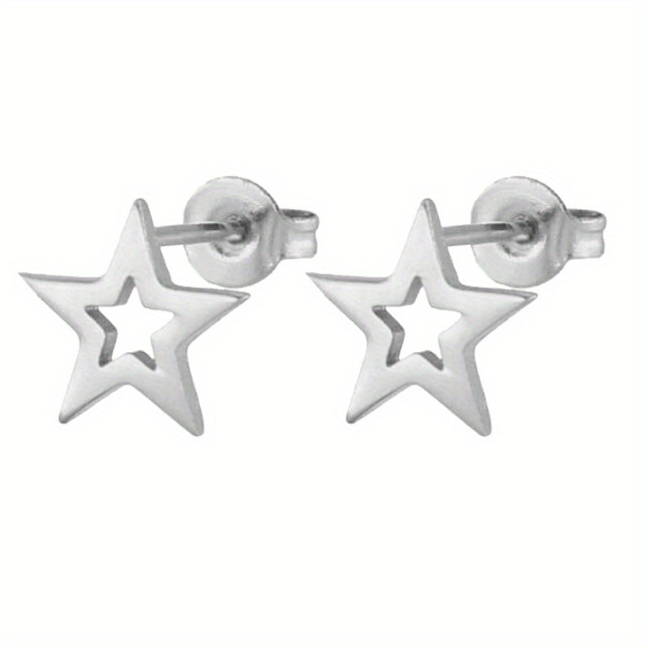 Stainless Steel Geometric Star Stud Earrings Small Earrings