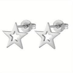 Stainless Steel Geometric Star Stud Earrings Small Earrings