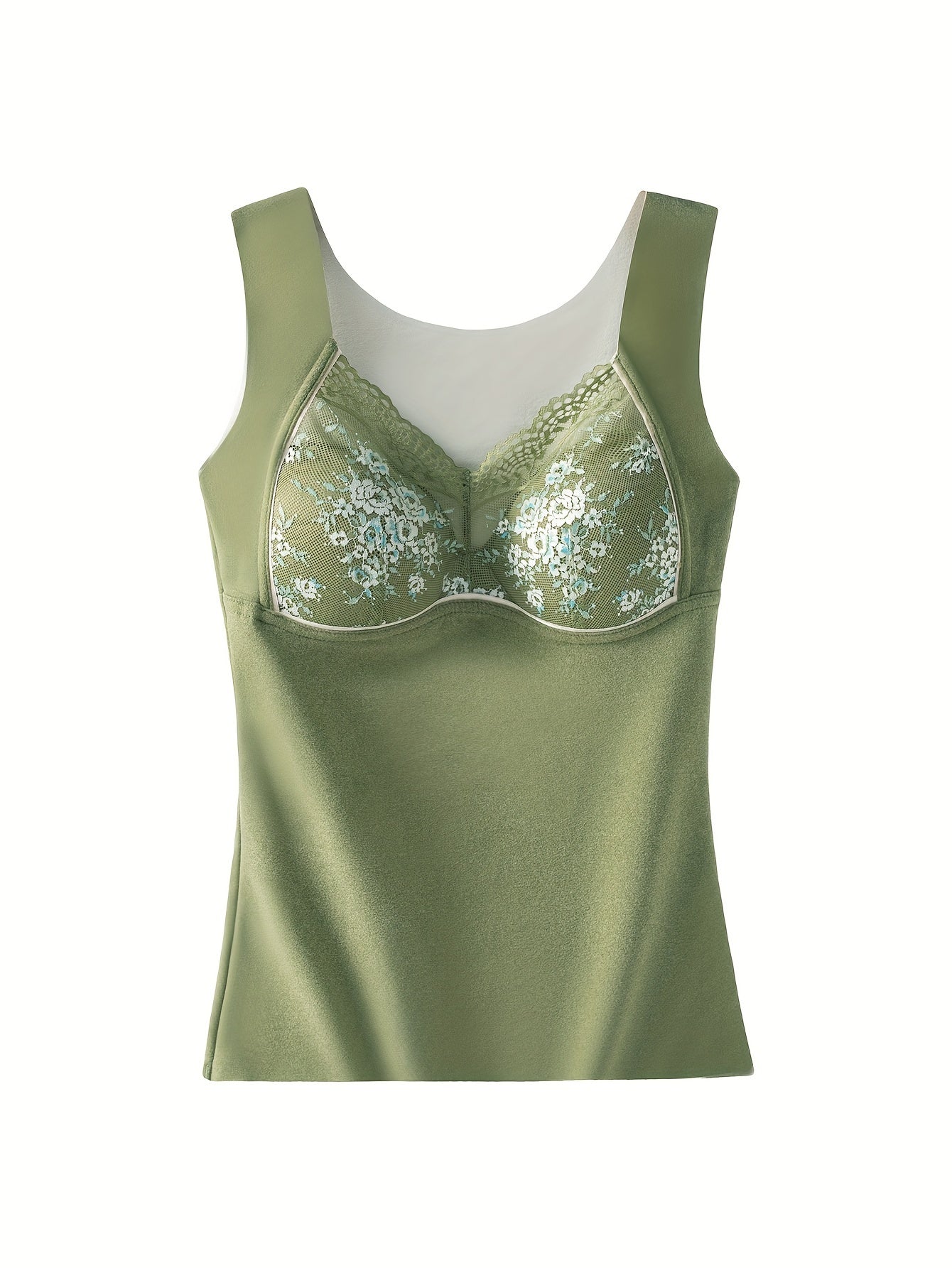 Floral Lace Trim Padded Tank Top