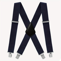 Men's Wide Elastic Adjustable Suspenders 4 Clips