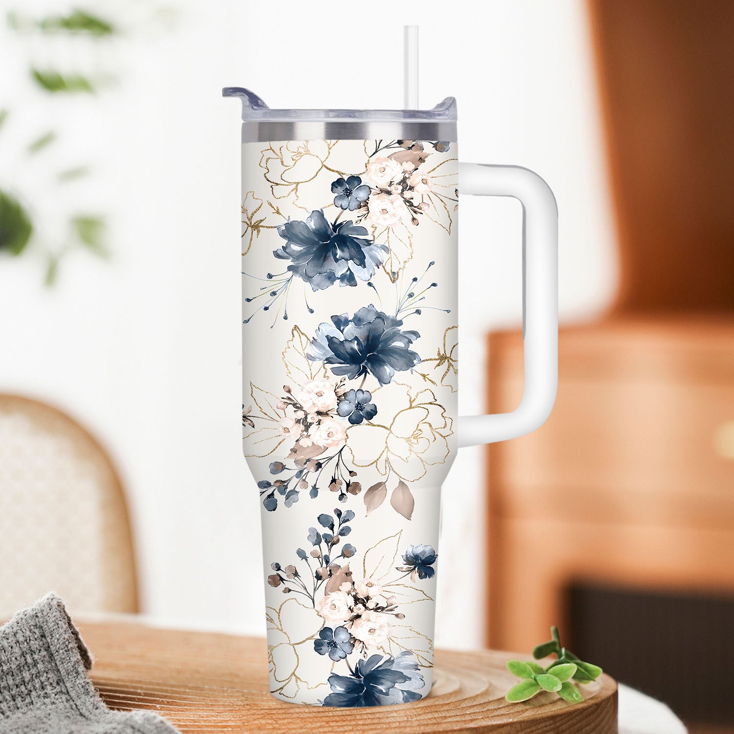 40oz Floral Stainless Steel Tumbler Insulated Coffee Mug