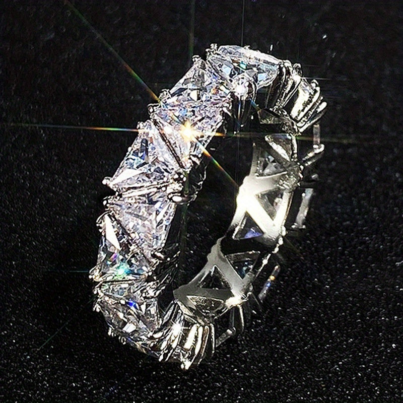Triangle Zircon Ring 18k Plated Promise Ring for Female