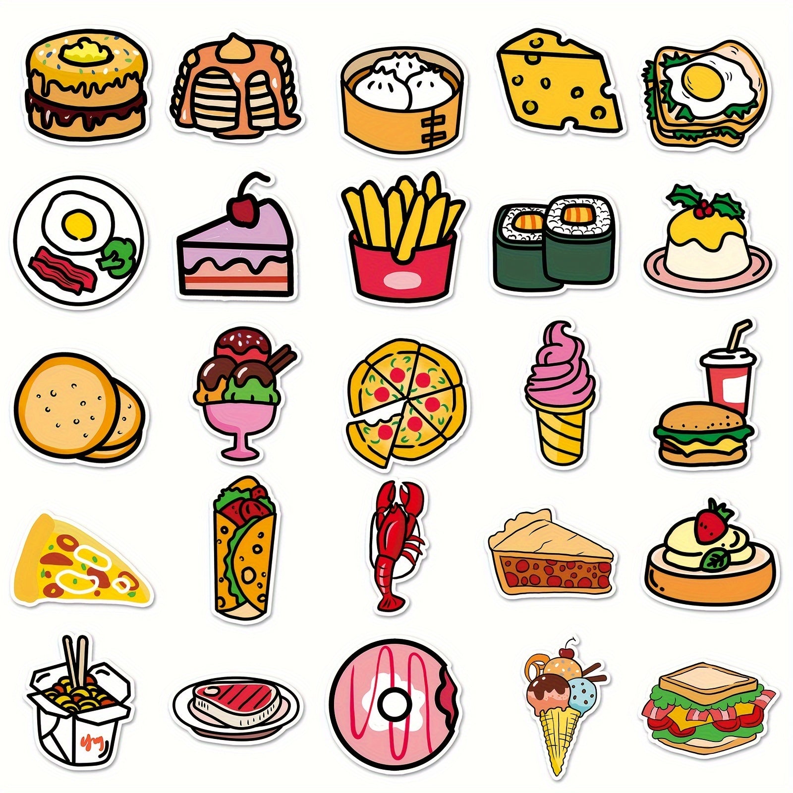 108pcs Food Series Waterproof Vinyl Stickers for Notebooks Laptops Water Bottles