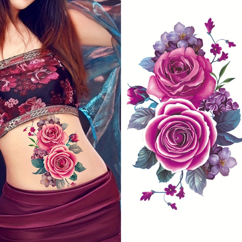 Colorful Flower Temporary Tattoo Stickers for Arms Thighs