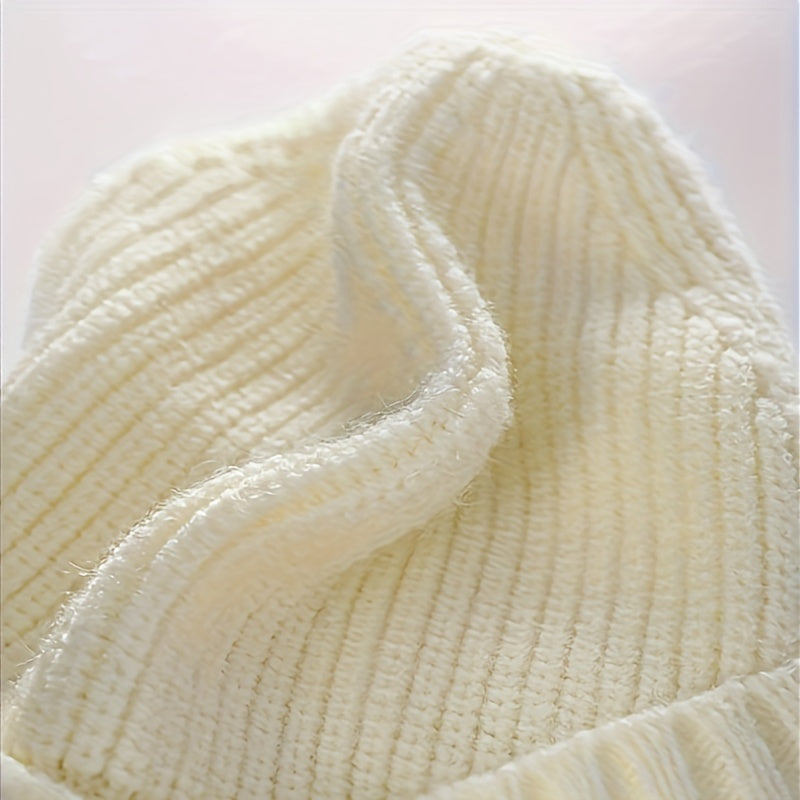 Men's Plush Knitted Beanie Hat, Windproof & Warm