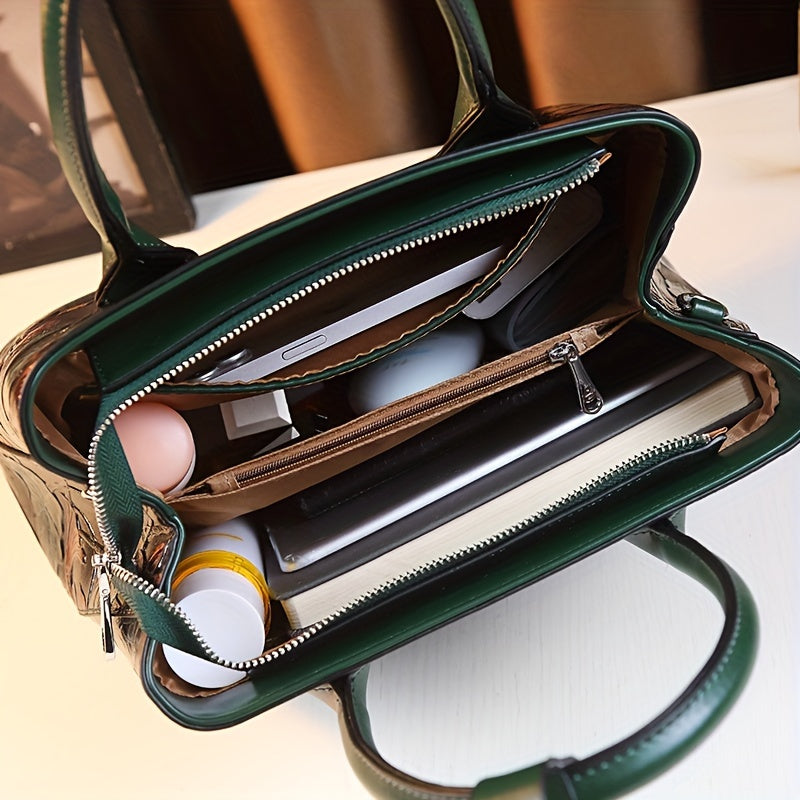 Hand Painted Koi Fish & Lotus Tote Bag - Large Capacity