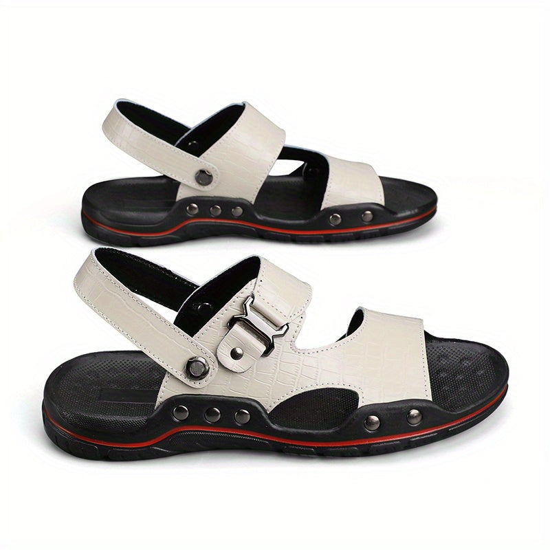 Men's Open Toe Slip On Sandals Casual Outdoor Anti-Skid Flat Beach Sandals