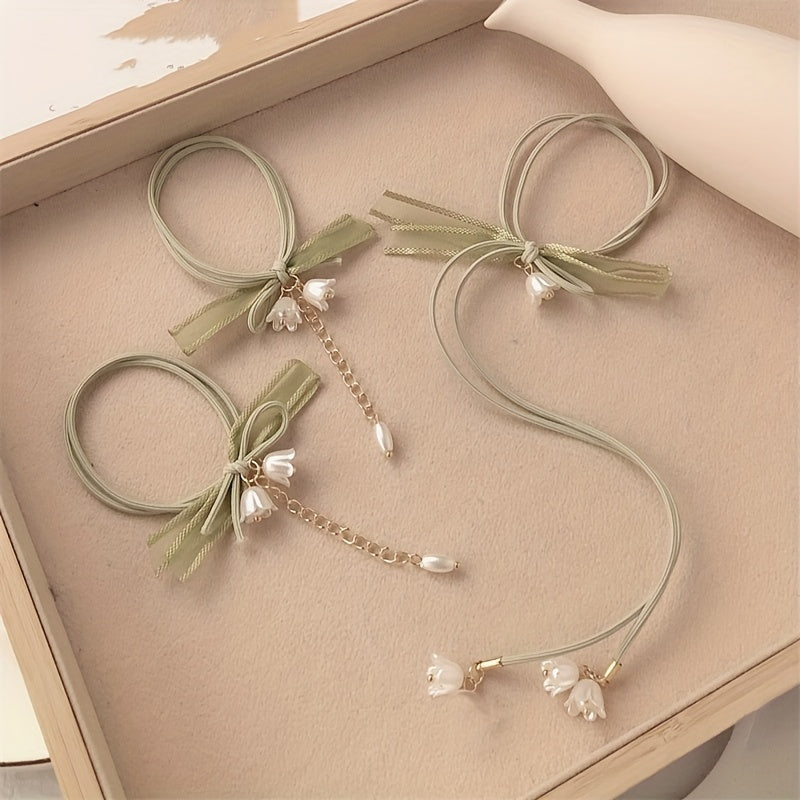 Elastic Bell Orchid Hair Tie Ribbon Hair Accessories