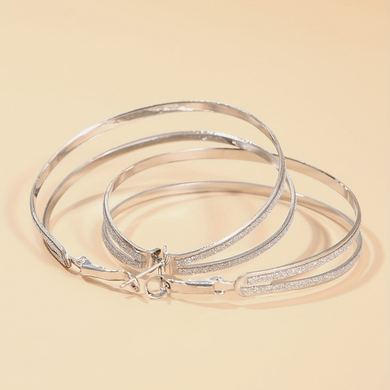 Boho Hoop Earrings With Beads Decor Stainless Steel Silver Plated Jewelry