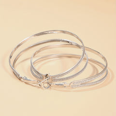 Boho Hoop Earrings With Beads Decor Stainless Steel Silver Plated Jewelry