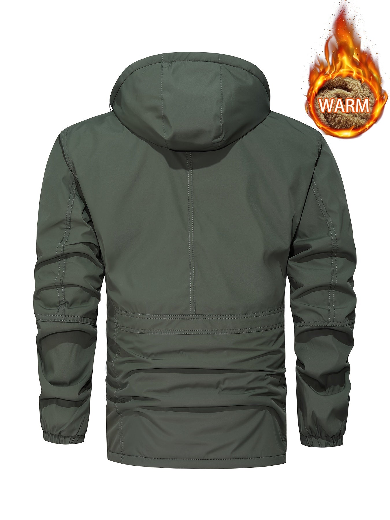 Men's Hooded Plush Windproof Warm Jacket for Autumn/Winter