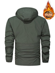Men's Hooded Plush Windproof Warm Jacket for Autumn/Winter
