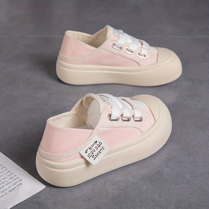 Women's Big Toe Canvas Shoes Casual Lace Up Outdoor Platform Shoes