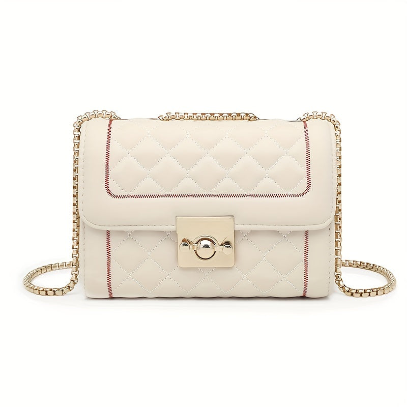 Argyle Pattern Square Bag Quilted Flap Chain Bag Classic Purse