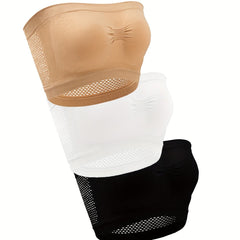 3pcs Hollow Out Bandeau Bras Stretch Everyday Lingerie