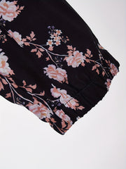 Women's Plus Floral Print High Waist Harem Trousers