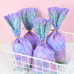 25 50pcs Mermaid Tail Treat Bags for Birthday Parties