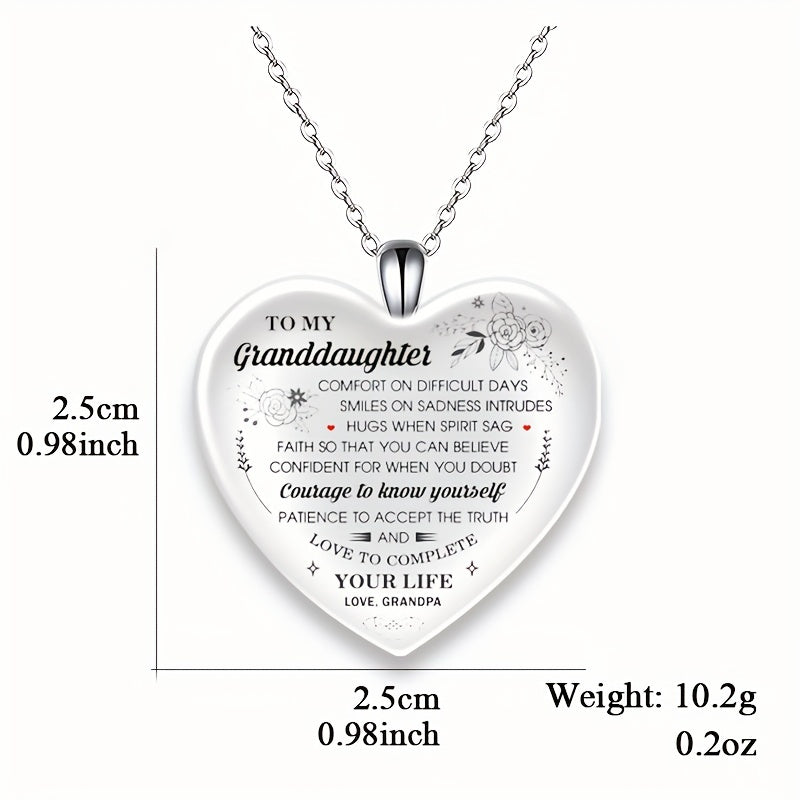 Heart Shaped Crystal Pendant Necklace Gift for Granddaughter